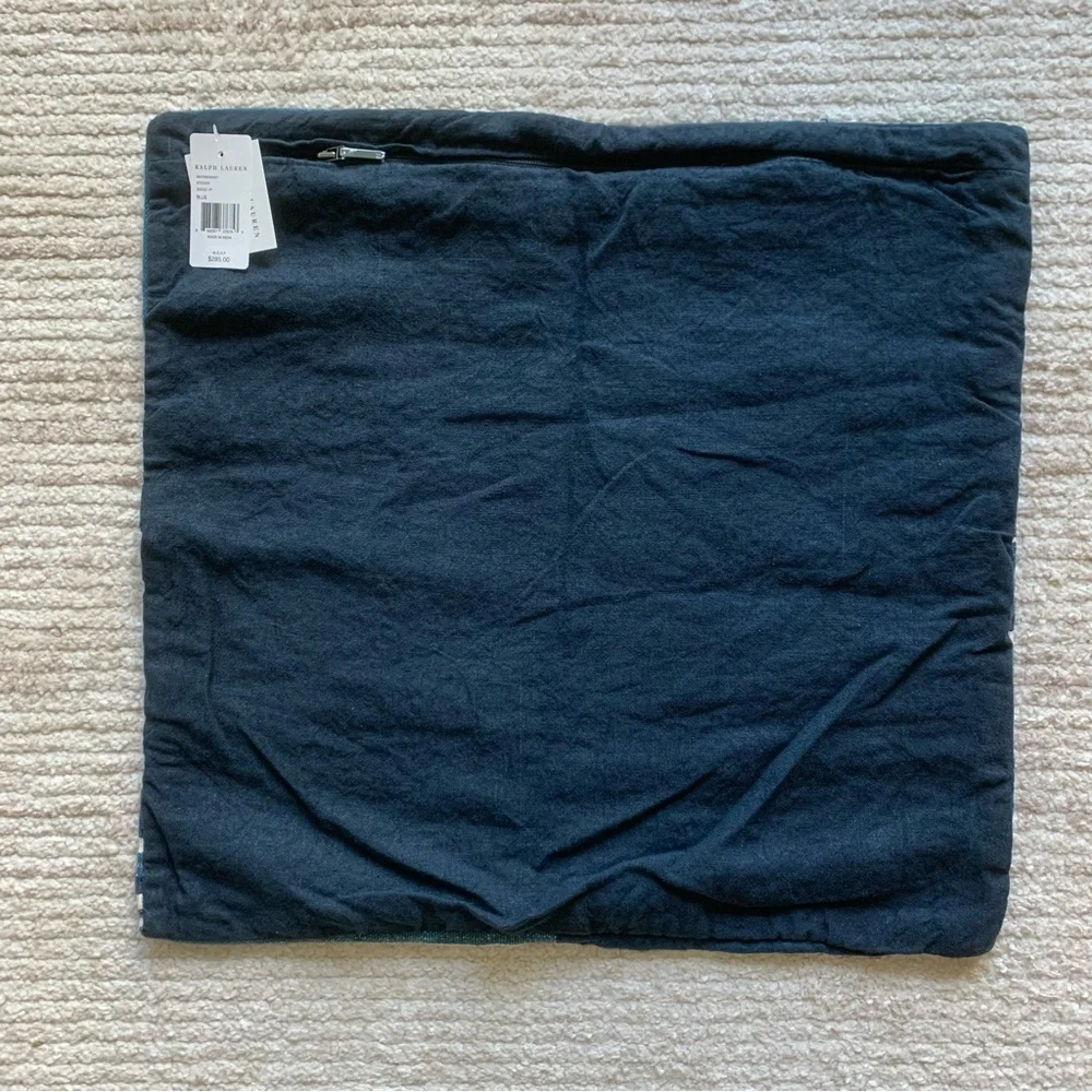 Ralph Lauren Stover Patchwork Decorative Pillow Cover Blue NWT 20 x 20